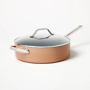 Figmint - 5qt Nonstick Ceramic Coated Aluminum Saute Pan Ter Terracotta Orange